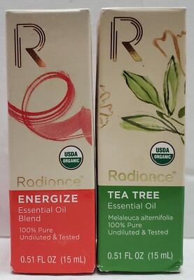 2pk New! Radiance Tea Tree & Energize Essential Oil Blend 0.51 fl oz