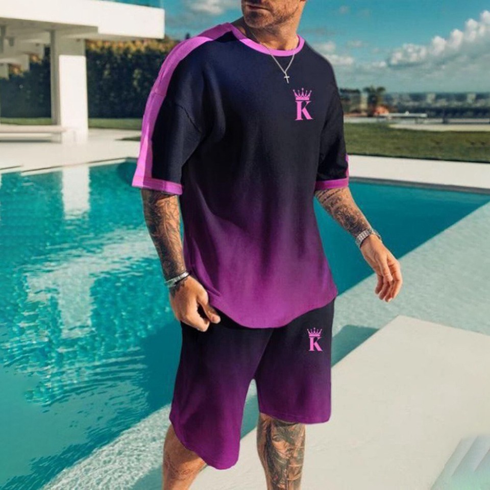 Suit Wear for Men Men's Short Suit 2 Piece Summer Sports Suit Short