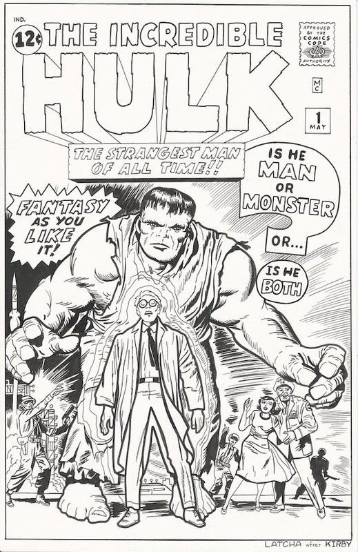 Incredible Hulk 1 Cover Recreation Original art OA Avengers comic monster
