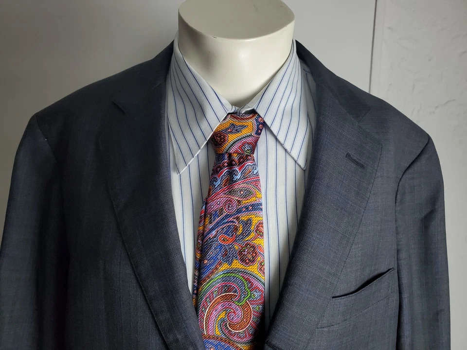 Traje Presidencial J Press Para Hombres 42 Largo Gris Chaqueta de Lana a Cuadros Pantalón con Puños 35X30 Foto 4 de 4