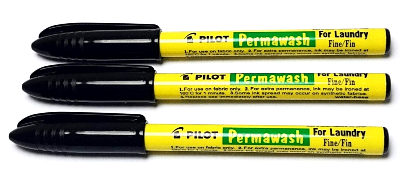 3X PILOT LAUNDRY TEC PERMANENT MARKER PEN - waterproof ink