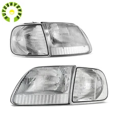 Chrome Headlights Assembly Clear Corner For 1997-2003 Ford F150/97-02 Expedition