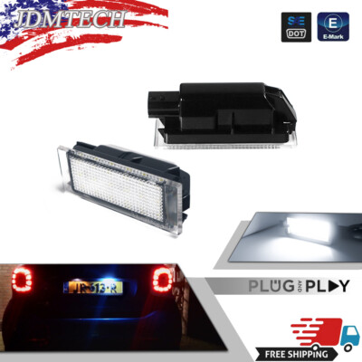 2PCS Xenon White CAN-bus LED License Plate Lights For 2016-18 W453 Smart Fortwo
