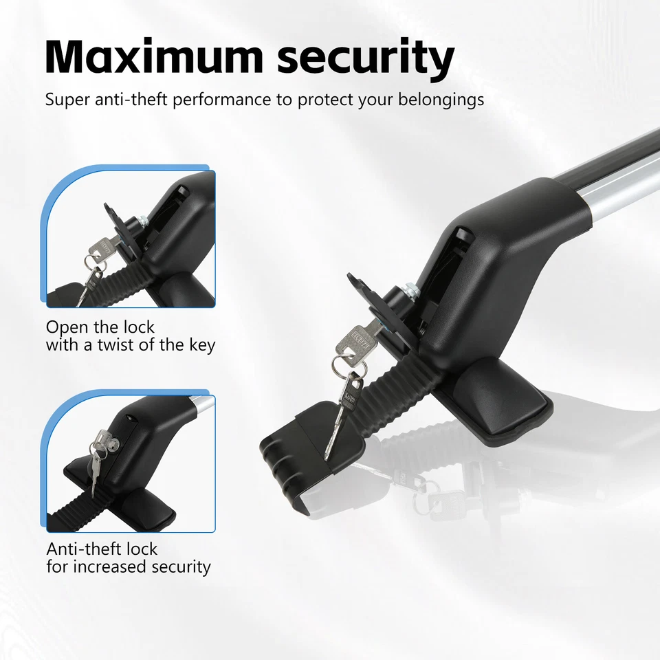 Portaequipajes portaequipajes barras transversales de techo de 43" + cerradura para Chevy Cobalt 2005-2010 Foto 4 de 4