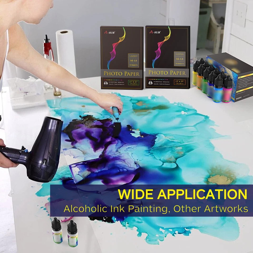 A-SUB Pro Luster Photo Paper 11X17 for Inkjet Printer 250g Semi Gloss 50 PK 66lb - Image 4 of 4