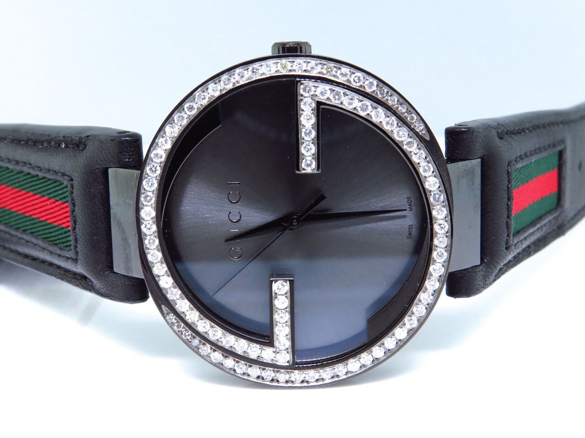Mens Gucci Black PVD 42 MM XL Interlocking GG Diamond Watch
