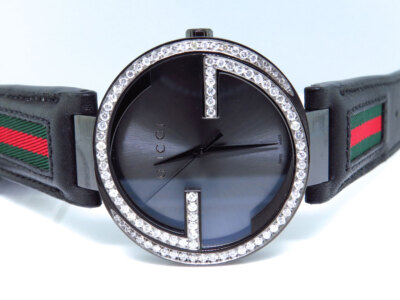 Mens Gucci Black PVD 42 MM XL Interlocking GG Diamond Watch 2.0ct