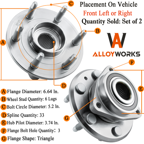 Front Rear Wheel Hub Bearings Fit Chevy Traverse GMC Acadia Buick