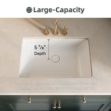 24" x 16" Glossy White Vitreous China Lavatory Vanity Sink With Overflow Drain