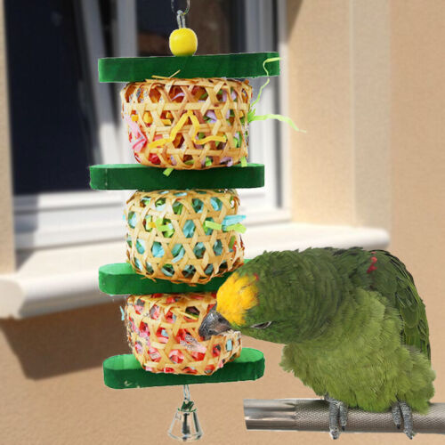 Pet Chewing Toy Parrot Bird Biting Toy Hanging Wooden Branch Rattan Bird B.yp - Picture 1 of 6