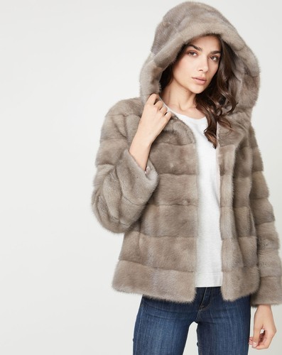 Manteau Blouson Fourrure Vison D'élevage Taille 40 Gris - Neuf Sans étiquettes, Sur Commande