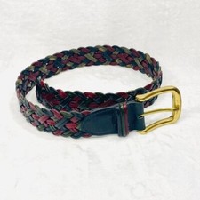 Vintage Lands' End Men's/Unisex Burgundy  Forest Green Braided Belt - Size 26