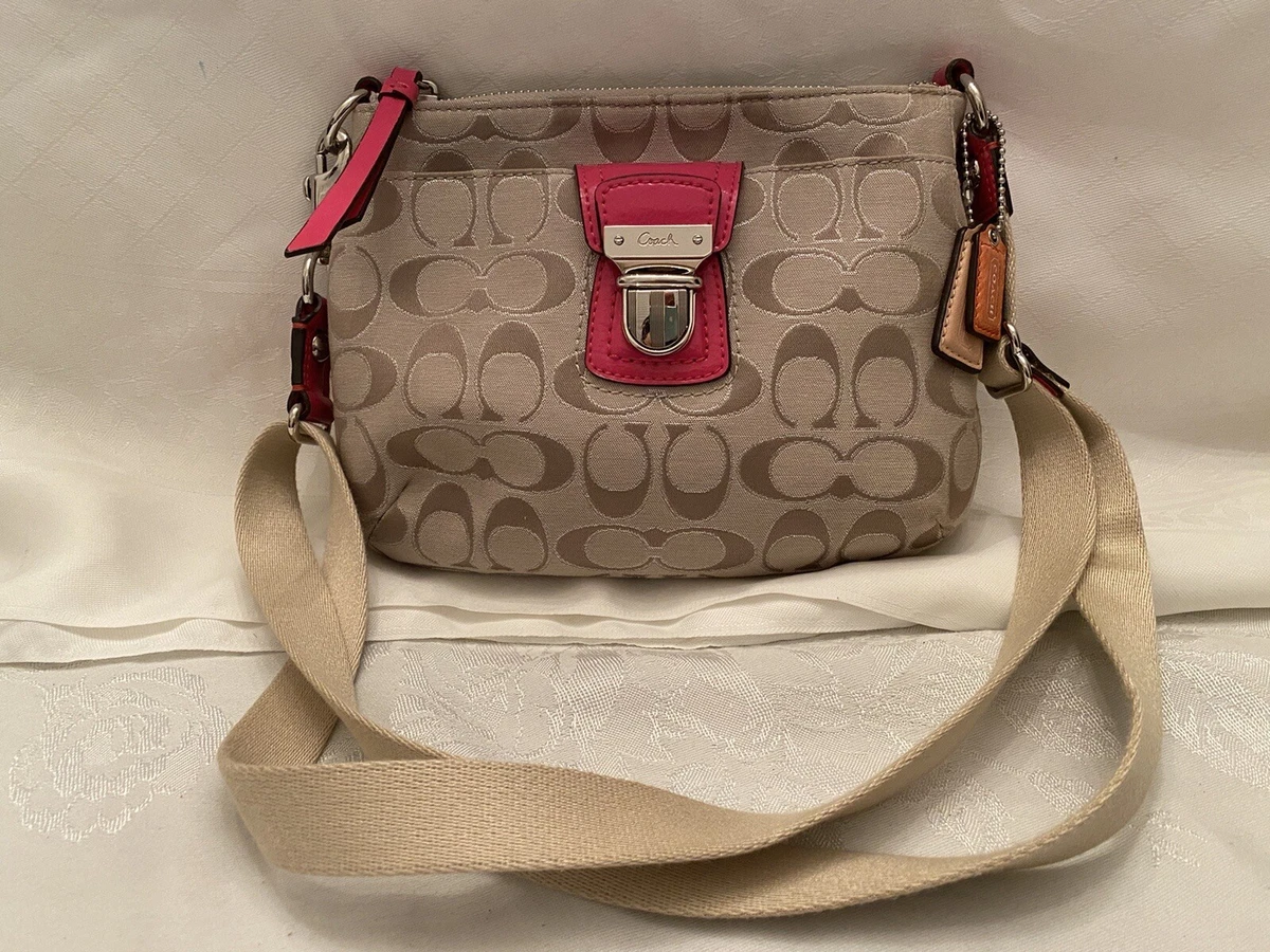 Vintage Coach Pink and Red Women\'s Purse, Hat and Scarf Set Vintage Coach Signature Pink Metallic Boston | Mercari main image 4