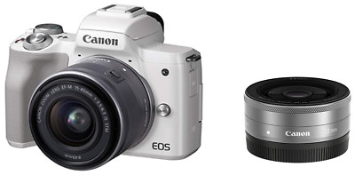 Canon Mirrorless SLR Camera EOS Kiss M Double Lens Kit White