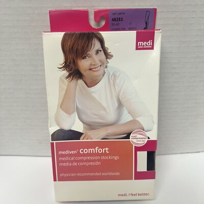 New Mediven Comfort 48253 Closed Toe Ebony30-40 Size III Calf Compression Socks