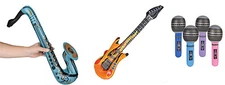 1 INFLATABLE GUITAR, SAXOPHONE, AND MICROPHONE KARAOKE PARTY GOODY BAG CARNIVAL