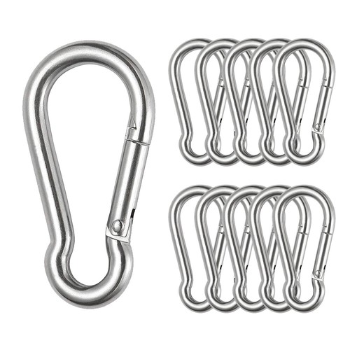 10Pcs Stainless Steel Snap Hook Carabiner Ring Screw Keychain Clip for Camping - Picture 9 of 12