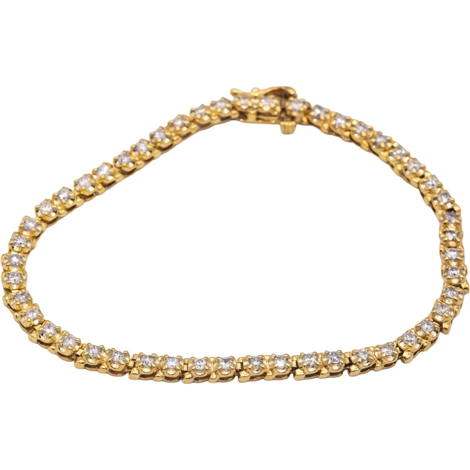 10k Yellow Gold Jewelry 1.50CT Round Cut Diamond Tennis Bracelet