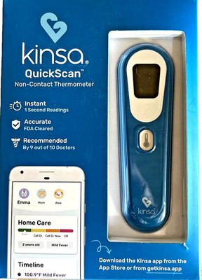 Kinsa QuickScan Non-Contact Smart Forehead Thermometer Bluetooth App