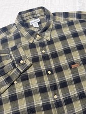 Men s Carhartt Flannel Heavy Button Up Long Sleeve Shirt Plaid 2XLT Tall Outdoor