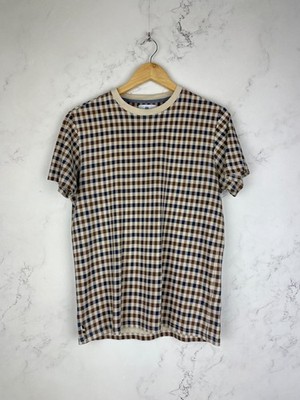 AQUASCUTUM Active Navy T shirt Club Check Size S-M Man Duties Paid (USA)