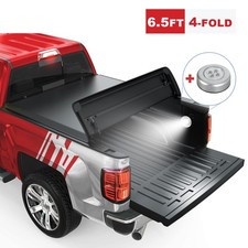 6.5Ft Tonneau Cover Truck Bed Fit 2004-2015 Nissan Titan w/LED Lamp 4-Fold
