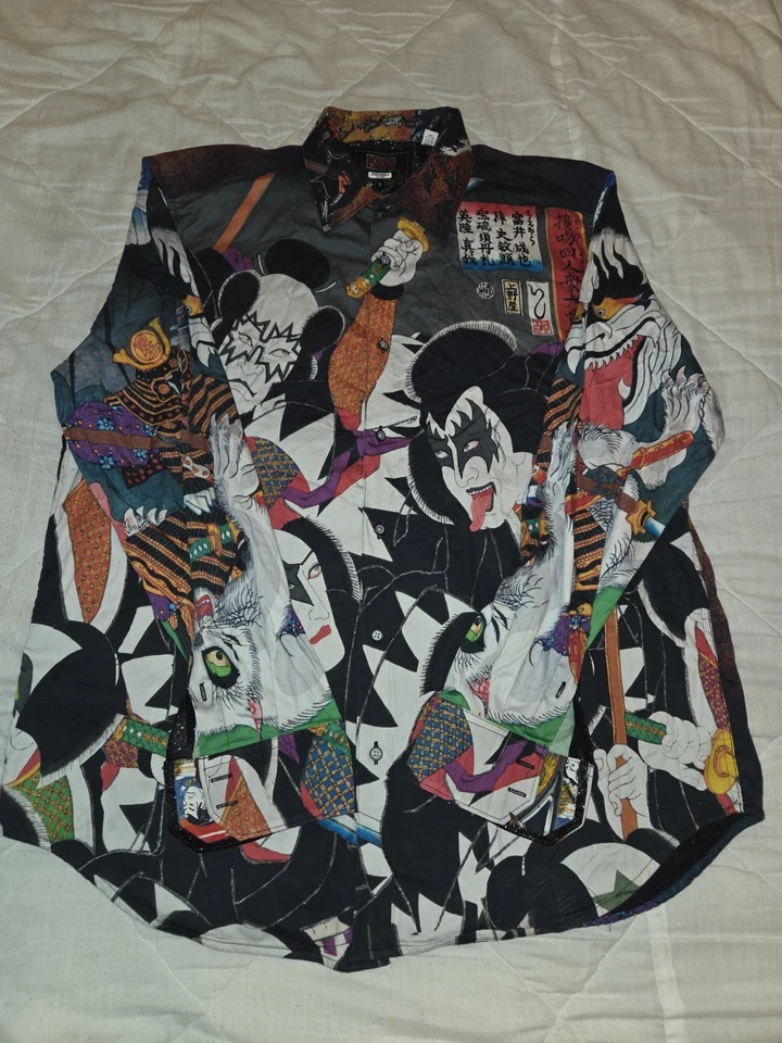 Robert Graham Shirt 2XL LIMITED EDITION KISS Ace Gene Peter Paul Rock Band AOP - Image 2 of 4