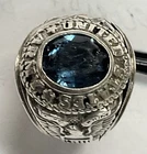 Mens ARMY Sterling Silver US Military Class Ring Blue Stone Sz 9 VINTAGE