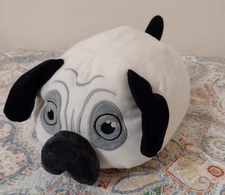 Dave Busters Pug Dog Marshmallow Plush Pillow White Super Soft Squishy