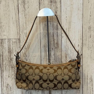 Vintage Coach 6371 East West Demi Baguette Shoulder Bag Beige Y2K