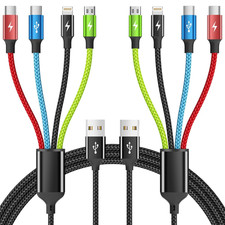 4 in 1 Multi Charging Cable, 2 Pack 5FT Charging Cords for Multiple Devices