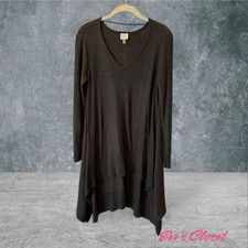 CUPIO Women's Dark Grey Mini Dress Tunic Long Flared Sleeves Sz M