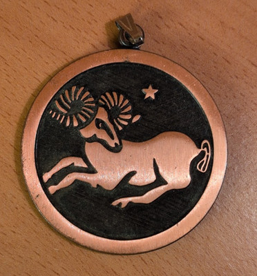 Coppercraft Guild Solid Copper Zodiac Aries Ram Necklace Pendant