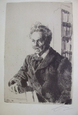Lithographie signiert ANDERS ZORN Schweden