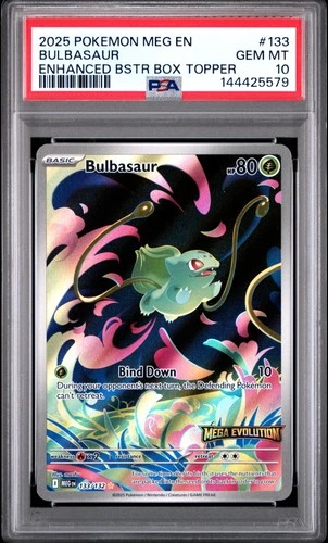 2025 POKEMON MEG EN-MEGA EVOLUTION ENHANCED BOOSTER BOX TOPPER BULBASAUR PSA 10
