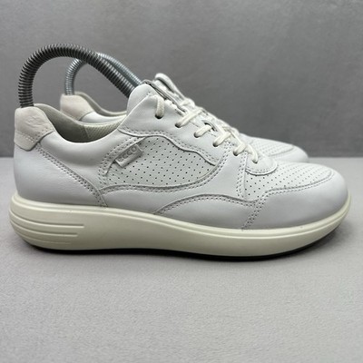 Womens Size 6 / EU 37 ECCO Soft 7 Runner Shoes White Leather Lace-Up Sneakers