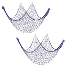 2 Pack Fishing Net Decor 80" x 40" Fish Net Decor Party Accessory Dark Blue