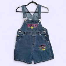 Vintage 90s Mickey Co. Classic Embroidered Denim Overall Shorts