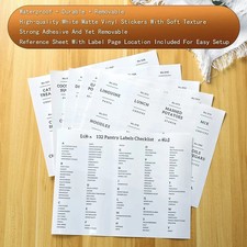 Waterproof 132 Food Pantry Labels Stickers and checklist - JARS NOT INCLUDED