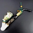 Hunter Pipe Wood + Porcelain Head & Juice Bag Chamois Decor Arrangement Pipe Vintage