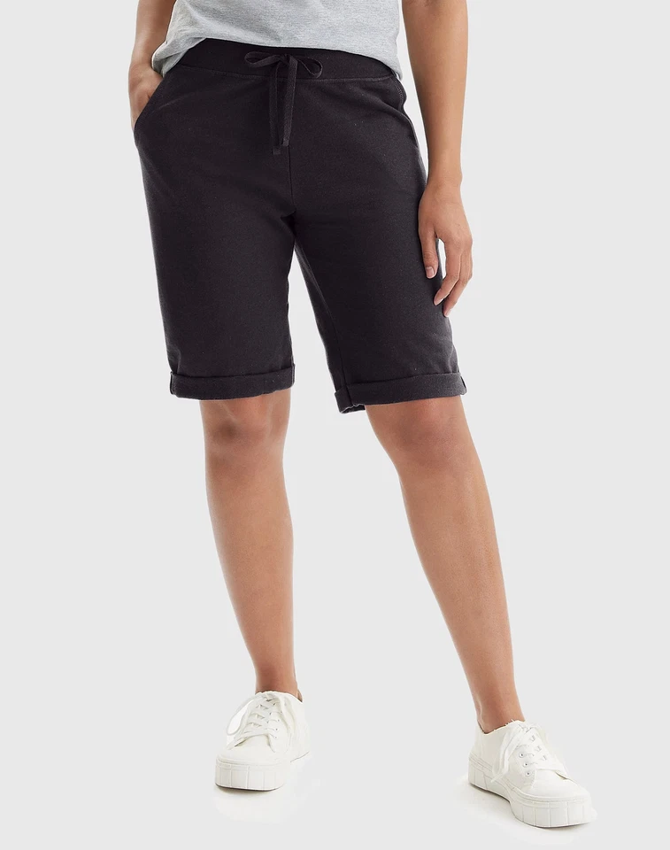 Hanes Bermuda Shorts Pockets Women's French Terry Drawstring Closure Activewear