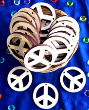 Minkaklecks  Anhänger Holz  unbehandelt  10x 6cm  Peace  Frieden  Zeichen Hippie