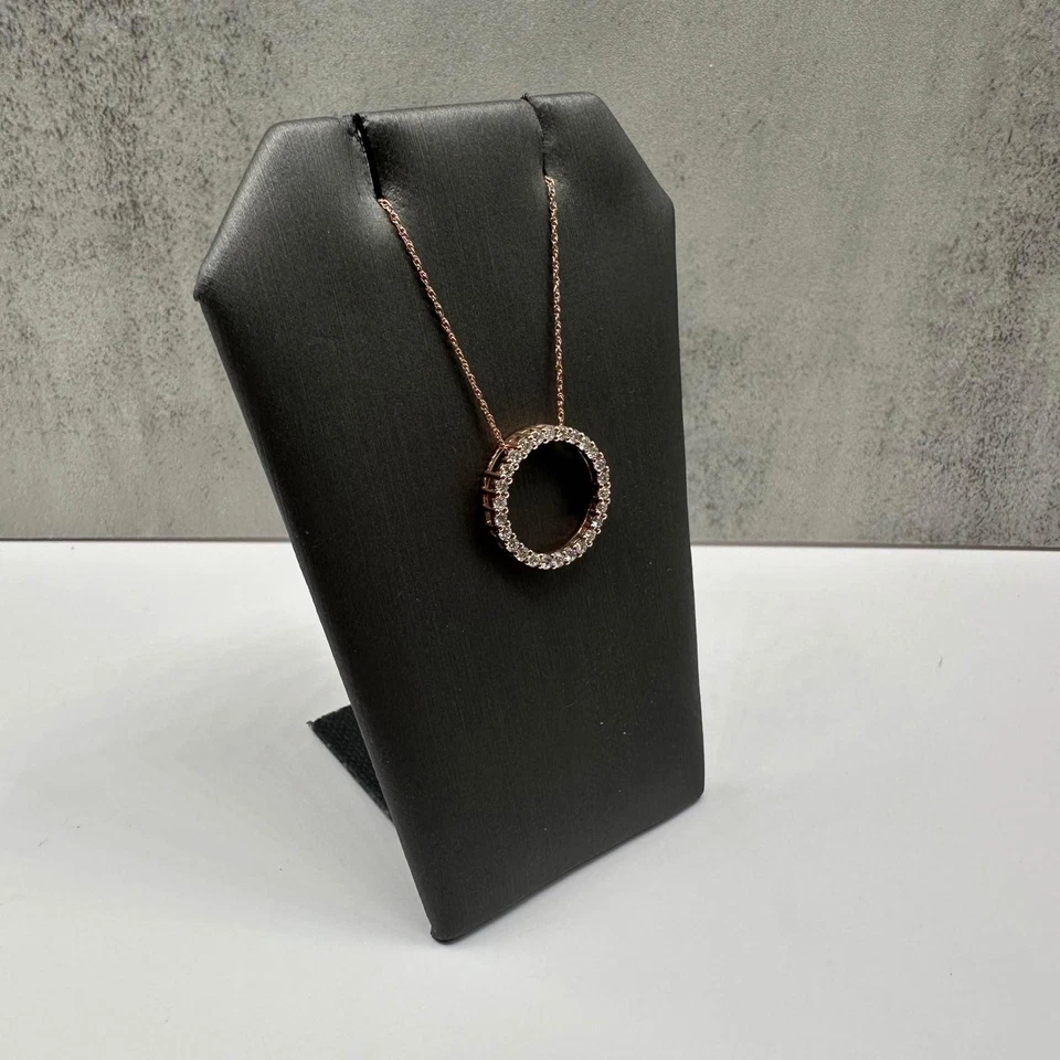 Collar circular de diamantes en oro rosa de 10 kt - 0,50 ctw GH SI, ajustable 18" Foto 2 de 4