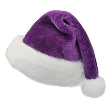 Purple Santa Hat Adults Christmas Hat Plush Fluffy Christmas Headwear for Wom...