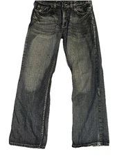 Flypaper Distressed Bootcut Denim Blue Jeans Men's Size 32x30