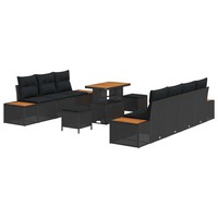 Poly Rattan Gartensofa Set Mit 10 Kissen Schwarz GartenmöBel Lounge Sitzgruppe