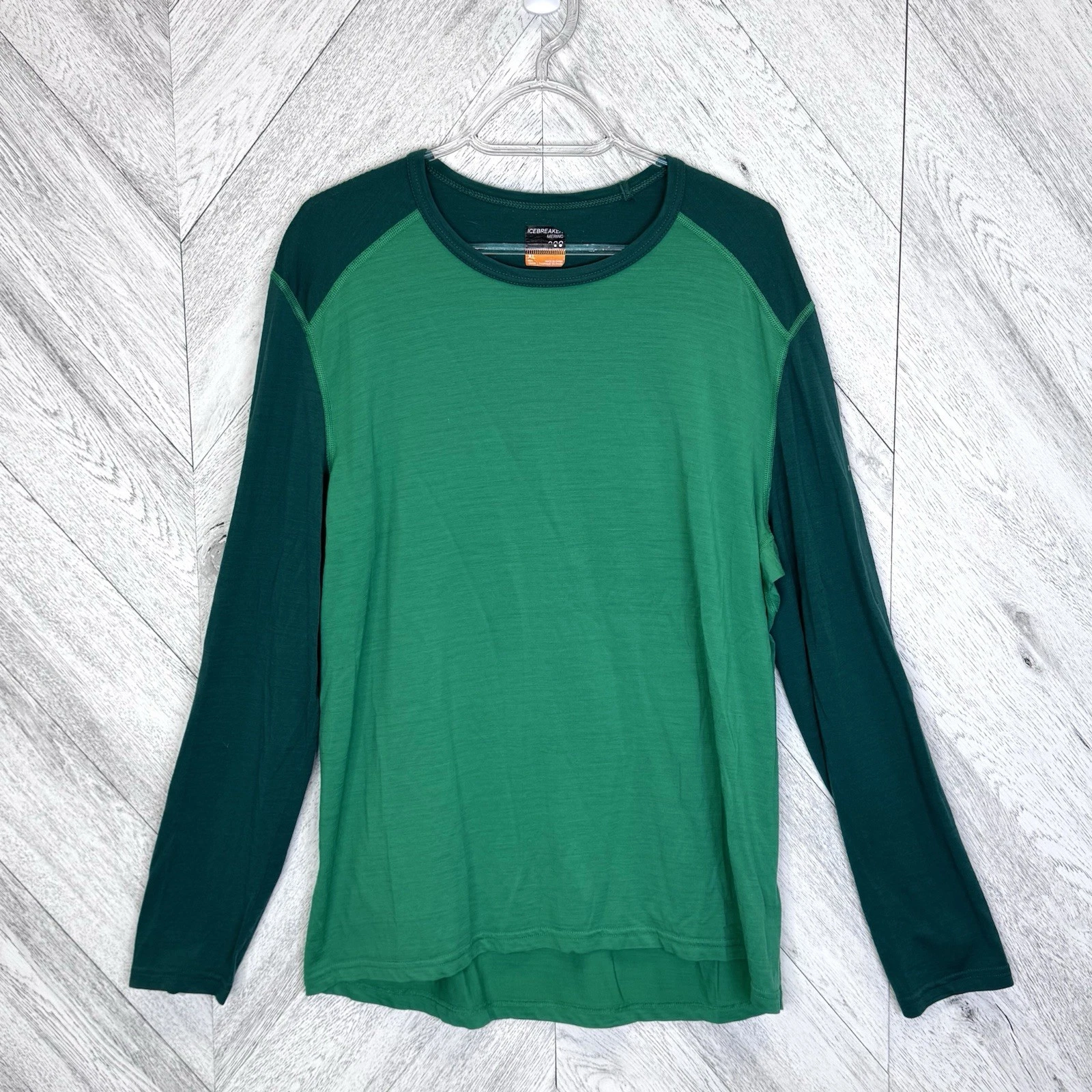 Icebreaker Merino Wool Bodyfit 200 Long Sleeve Base Layer Shirt Green Mens XL
