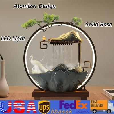 Tabletop Water Fountain Indoor Waterfall with LED Light Mist Desk Fountain 3W