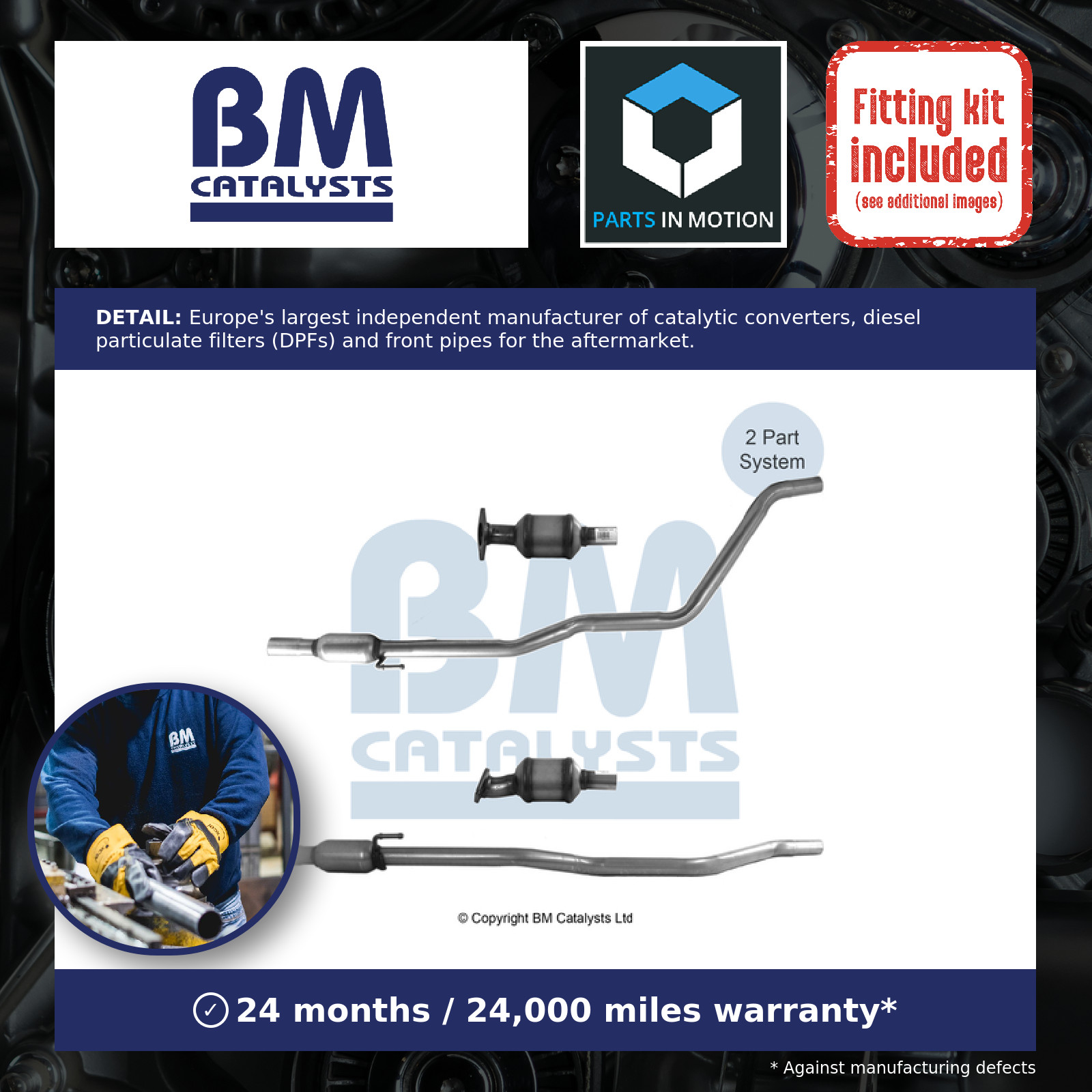 Catalytic Converter Type Approved + Fitting Kit Rear BM92811HK BM Catalysts New