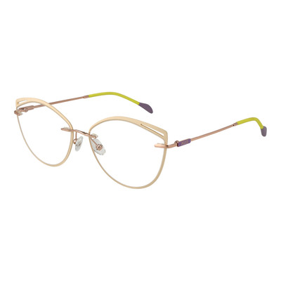 Emilio Pucci Brille Damen Creme Metall Cat Eye Full Rim Rahmen EP5194 025 56m